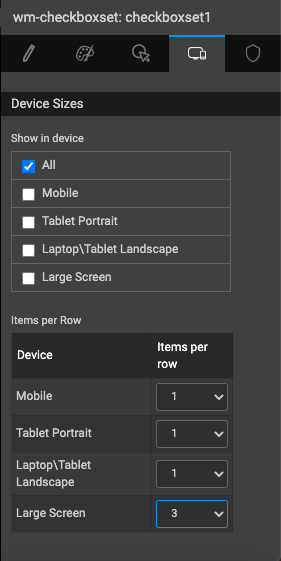 checkboxset layout