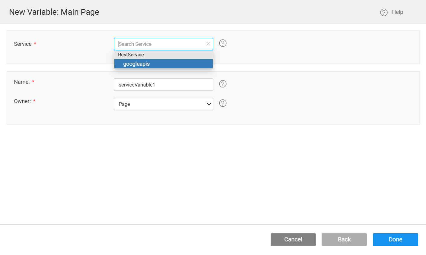 web service variable